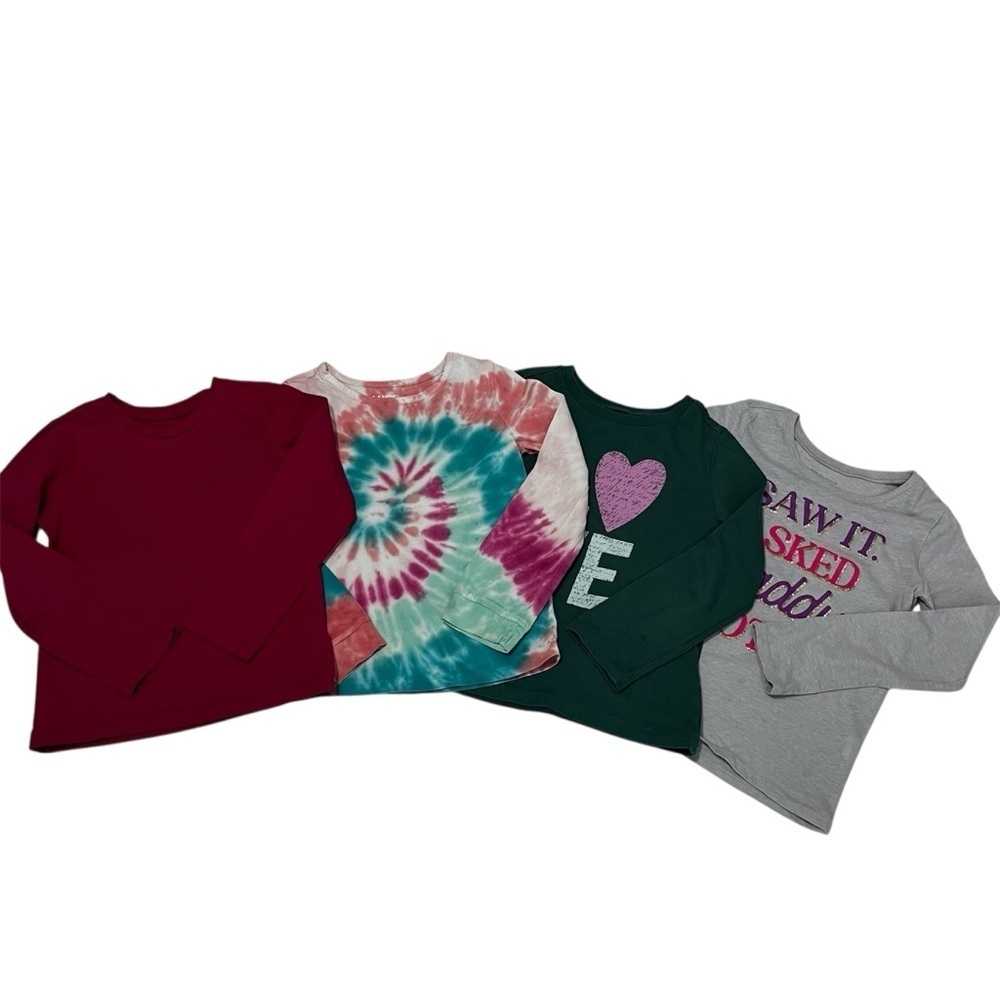 Kids Long Sleeve Tees - Burgundy, Tie-Dye, Green, Gray